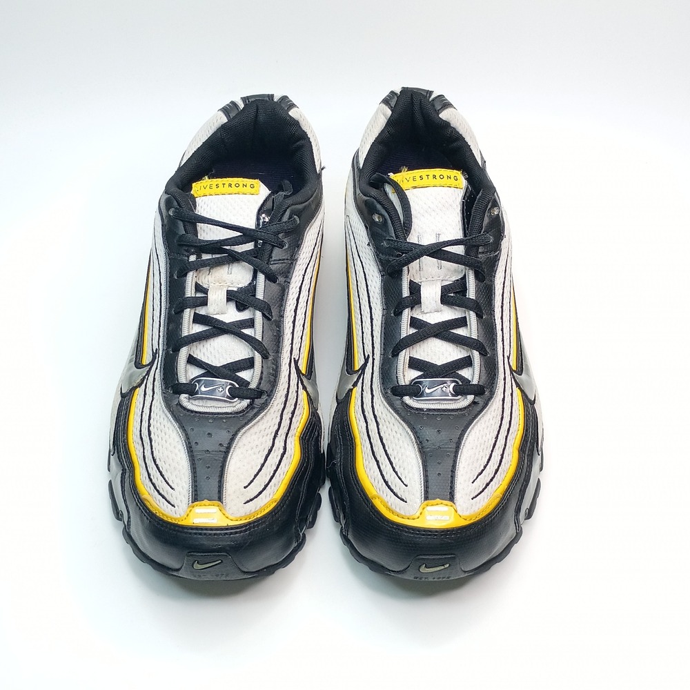 Nike Shox Livestrong Mens Running Shoes Black White Yellow 350623-101 Size 10 - Picture 2 of 10